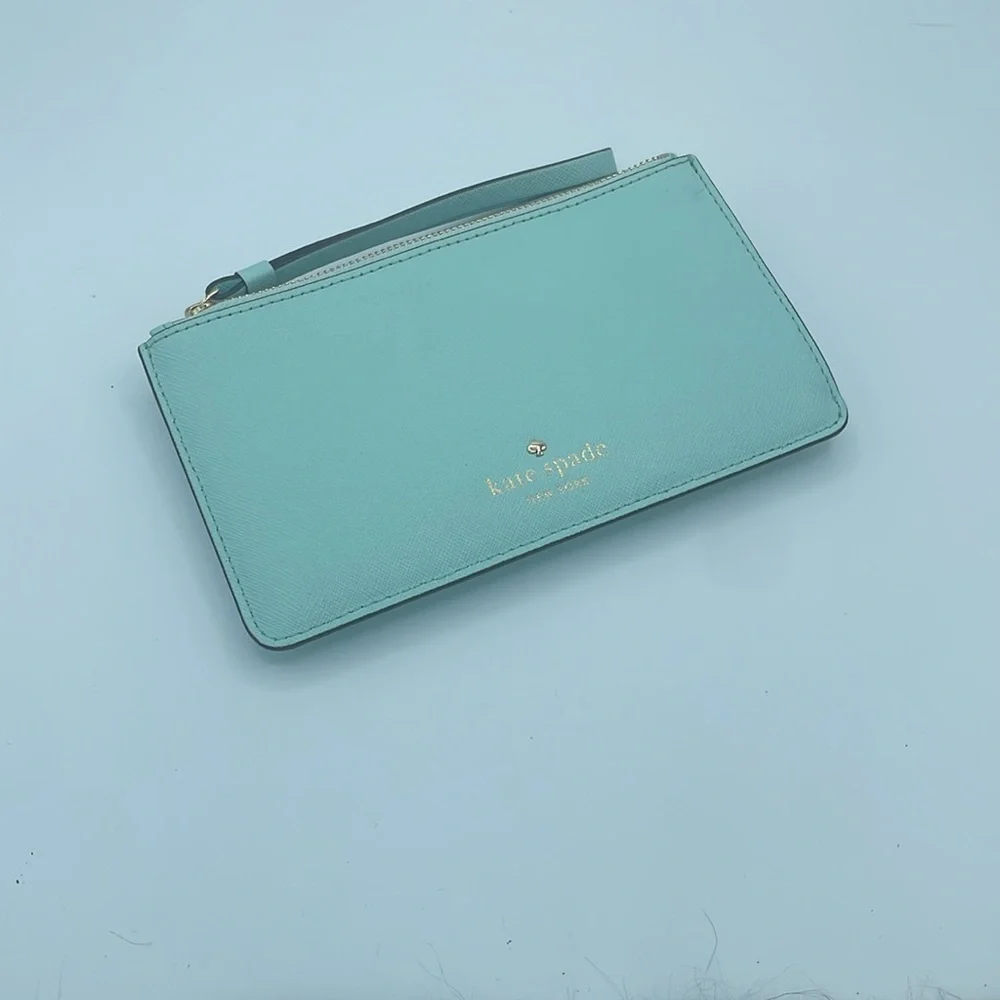Kate Spade Leather Wristlet Wallet Teal Like New - Picture 4 of 6